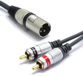 Câble XLR Mâle vers Double RCA 5m Adaptateur Prise 3 Broches Connecteur XLR vers 2x RCA mâle Câble de Connexion Microphone Audio splitter.[G991]