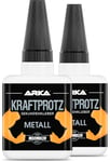 KRAFTPROTZ Lot de 2 tubes de colle instantanée extra forte pour métal, 50 g, avec pointe anti-dessèchement, épaisse, étanche, colle métallique