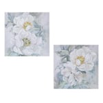 DRW Lot de 2 tableaux carrés peints à la main 40% avec fleurs assorties et plusieurs couleurs 40 x 40 x 3 cm