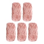 5-pack supermjuk chenille-sammetgarn, tjockt varmt virkgarn för konstvirkning, docka, gör-det-själv-väska, tröja, 500 g, rosa