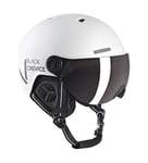 BLACK CREVICE Casque de ski Sölden I Casque avec visière en style pilote de différentes couleurs I Casque hommes & femmes I Casque de snowboard unisexe I Casque respirant I Taille réglable (L, blanc carbone mat/noir)