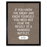 Artery8 Dictionary Inspiring Quote Sun Tzu Know Yourself Need Not Fear Result Art Print Framed Poster Wall Decor 12x16 inch