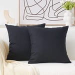 Home Brilliant Black Cushion Cover 60 x 60, Sofa Cushion Covers for Scatter Cushions, Soft Lined Linen Decorative Cushion Protectors, Set of 2, (60cm x 60 cm, Black)