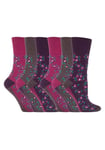 6 Pairs Ladies GG58 Gentle Grip Socks Size 4-8 Uk Pink Floral