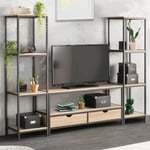 Idmarket - Ensemble meuble tv 164 cm detroit avec étagères design industriel