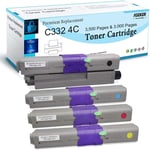 Compatible Cartouche De Toner Pour Oki C332 C332Dn C332Dnw Mc363 Mc363Dn Mc363Dnw Imprimante, Haut Rendement 3500 & 3000 Pages, 46508712 46508711 46508710 46508709 (Bk/C/Y/M[DYJ074119]