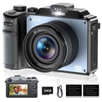 Kompakt 4K 64MP digitalkamera Campark Autofokus 3″ kamera LCD-skärm Micro SD 64G-kort Dubbelt batteri