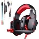 Casque de jeu KOTION EACH G2000 stéréo avec microphone pour PC Gamer Rouge