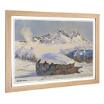 Big Box Art Framed Print of Hans Beat Wieland Swiss Landscape 2 Design | Wall Art Picture | Home Decor for Kitchen, Living Room, Bedroom, Hallway, Oak, A2 / 24.5x18 Inch / 62x45cm