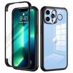 seacosmo Coque iPhone 13 Pro Antichoc Housse [avec Verre Trempé Protection écran]+[9H Dureté Caméra Arrière Protecteur] Full Body Protection Integrale Bumper Rubuste Etui iPhone 13 Pro - Noir