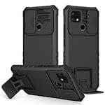 Coque Xiaomi Redmi 9C NFC / 9C / 10A,Protection de la Caméra Étui avec Lentille Coulissante Couverture,360 Degres Full Body Armor et Antichoc Durable Protecteur Bumper Support stéréo Housse Étui, Noir