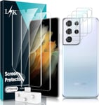 [2+3 Pièces] Protection Écran Pour Samsung Galaxy S21 Ultra 5g Avec 2 Pièces Tpu Protection Écran + 3 Pièces Caméra Protecteur - Sans Bulles Empreintes Digitales De Support Film(Q1546)