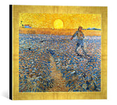 Kunst für Alle 'Encadré Image de Vincent Van Gogh Sämann pour Les untergehender Soleil, Impression d'art dans Le Cadre de Haute qualité Photos Fait Main, 40 x 30 cm, Doré Raya