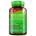 Apple Cider Vinegar Capsules with Cayenne Pepper, Turmeric and Ginger Root - 180 Vegan Capsules Made from UK Grown Apples - Raw Unfiltered ACV - 1033mg Daily Dosage - Made in The UK by Nutravita