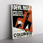 Wpa The Devil Passes Theatre Poster Vintage Canvas Wall Art Print Ready to Hang, Framed Picture for Living Room Bedroom Home Office Décor, 60x40 cm (24x16 Inch)