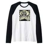 Funny Vampire Cat, Halloween, Love Cats with Attitude Raglan Baseball Tee