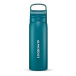 LifeStraw Go Series — Gourde filtrante en inox 500ml pour les voyages et l’utilisation quotidienne. Élimine les bactéries, les parasites et microplastiques, améliore le goût, Laguna Teal (bleu)