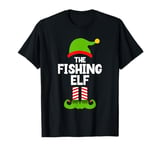 Funny The Fishing Elf Christmas Family Pajama Fisherman T-Shirt