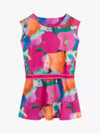 Aigle Kids' Abstract Floral Short Sleeve Dress, Indian Pink