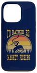 Coque pour iPhone 13 Pro Aimant de pêche avec inscription I'D Rather Be Retro Fisherman Treasure Hunter