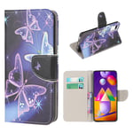 Samsung Wonderland Galaxy M31s flip kuoret - Eloisat Perhoset Violetti