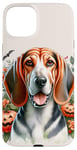 iPhone 15 Plus American English Coonhound Dog Halloween Watercolor Artwork Case