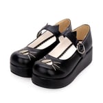 LIGEIAOGIAO Filles Filles Lolita Cosplay Chaussures Dames Talons Hauts à mi-Pente Femmes-Creuser Le cœur B_12