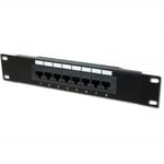 DIGITUS Panneau de Brassage Cat. 5e – 8 Ports – Prises RJ45 – Montage en Rack 10 Pouces 1U – Panneau de Distribution LSA – Non blindé – Noir