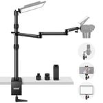 NEEWER Support de Table télescopique pour Appareil Photo - avec Bras Pliable en Trois Parties - 1,2 m - avec Pince de téléphone - Rotule pour lumière LED - Microphone - TL253A+MH022