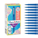 Stylos feutres Paper Mate Flair - Marqueurs à pointe moyenne (0,7 mm) - Encre bleue - Pour l’écriture, le dessin et les croquis - 12 unités