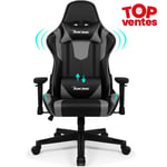 Chaise Gaming, Charge 150KG Fauteuil Gamer Ergonomique Assise de 56CM, Appui-tête, Coussin Lombaire et Accoudoirs Réglables