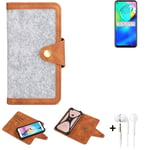 Felt Case + earphones for Motorola Moto G Power Cover light grey