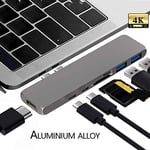 H&D Hyaline&Dora 7 in 1 Dual Ports USB C Hub type c to HDMI 4K PD charging USB 3.0 * 2 SD TF Card Reader 5Gbps Adapter aluminum usb type-c