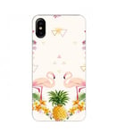 Coque Iphone XR Flamant Ananas Tropical exotique fleur geometrique