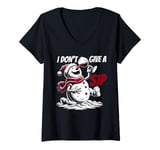 Womens Christmas I Don't Give A Sip Funny Winter Xmas Snowman Wine V-Neck T-Shirt