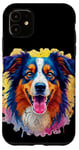 Coque pour iPhone 11 Berger australien Femmes Hommes Enfants Chien Aussie Art Portrait