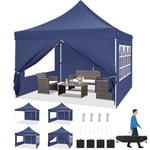 TOOLUCK Barnum Pliant 3x3m Tonnelle Pliante 3x3 Tonnelle de Jardin Exterieur Imperméable Professionnel Tente de Reception avec 4 Parois Latérales Tonnelle Tente UV 50+, Bleu Foncé