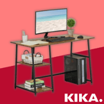 Industrial Computer Desk with Shelves Metal Frame Worktation Home Office Table