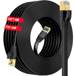 Cat 7 10m Câble Ethernet Blindé, RJ45 10m Câble Internet Haut Débit Plat 10M Câble RéSeau -10Gbps 600Mhz -s/ftp Résistant aux Intempéries