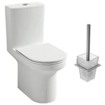 Jacob Delafon - Pack wc au sol blanc sans bride Elite avec abattant extraplat fermeture douce avec porte-balai moderne