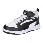 PUMA Mixte Enfant Rebound V6 Mid AC+ PS, Puma White Puma Black Shadow Gray, 34 EU