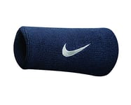 NIKE Swoosh Double Wide Wristband Sweatband, Unisex, Swoosh Doublewide Wristbands, obsidian/White, OSFM