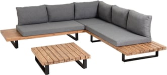Zalika, Udendørs sofasæt, grå/natur, H78x255x255 cm, stof