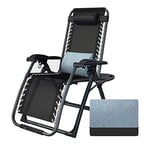 AWJ Portable Zero Gravity Chair, Folding Patio Lawn Pool Chair with Headrest Cup Holder Recliner Lounge Chair, Support 330lb