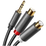 Ugreen - Câble adaptateur jack audio 3,5mm mâle - 2x rca femelle 0,25m gris