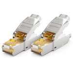 2x Prise Réseau CAT 7 RJ45 Sans Outil Blindée 10 Gbit/s 600 MHz Prise Réseau Pour Câbles de Pose Rigides Câbles Bruts Prise RJ45 Ethernet LAN DSL Câble de Brassage