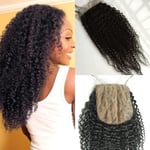 18INCH 4X4 SILK BASE CLOSURE PERUVIAN VIRGIN HUMAN HAIR KINKY CURL 12A COLOR 1B#