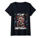 Womens It's My 2nd Birthday Football 2 Year Old Boy Girl V-Neck T-Shirt