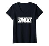 Womens SNACKS - Funny Sports Team Design for Game Day Laughs V-Neck T-Shirt