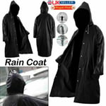 Raincoat Waterproof Poncho Reusable Plastic Mens Womens Long Rain Coat Jacket UK